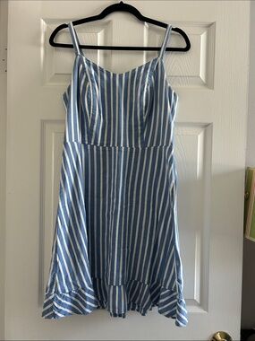 Old Navy Blue and White Striped Midi Sundress